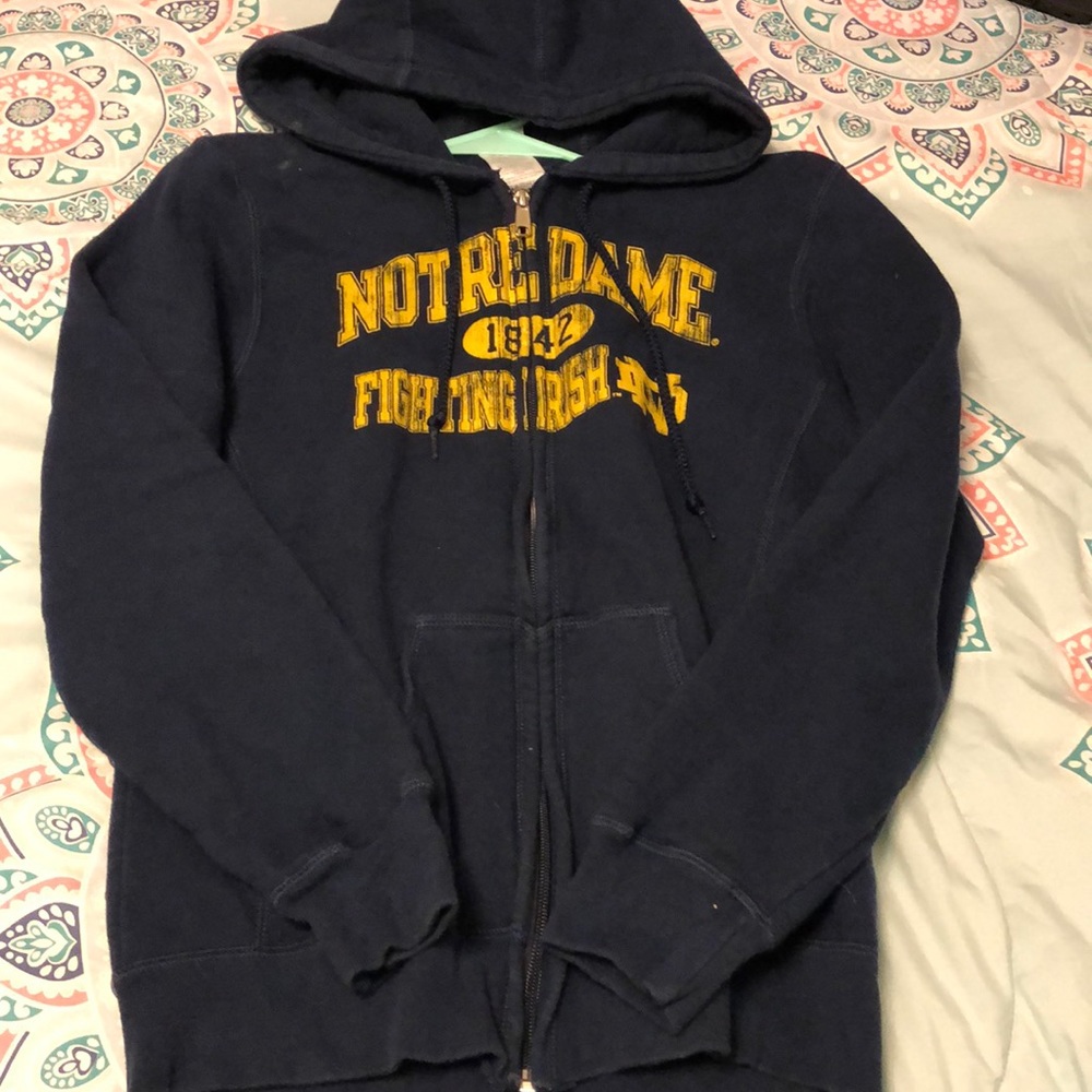 Notre Dame navy blue and gold zip up hoodie